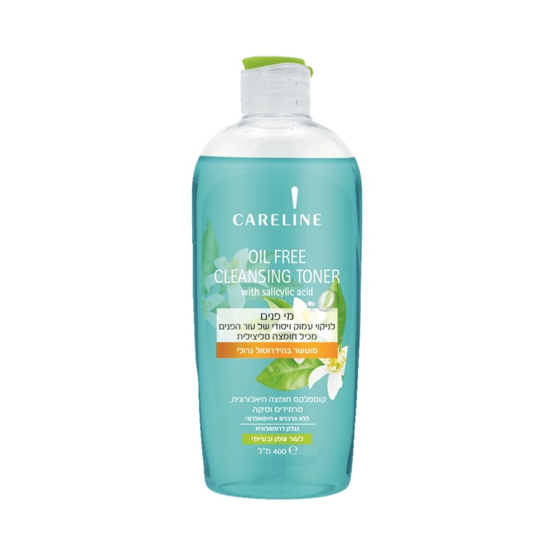 מי פנים נטולי שמן Careline Oil Free Cleansing Toner לניקוי יסודי, איזון ורעננות עור הפנים בנפח 400 מ"ל