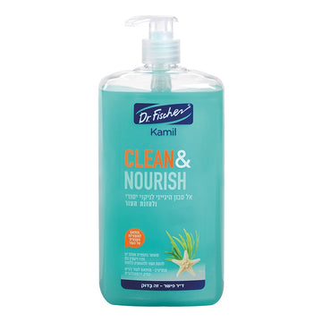 קמיל אל סבון היגייני Clean & Nourish (האריזה בטורקיז) מבית ד"ר פישר, מועשר בתמצית אצות ים ופרו-ויטמין B5 לניקוי והזנה
