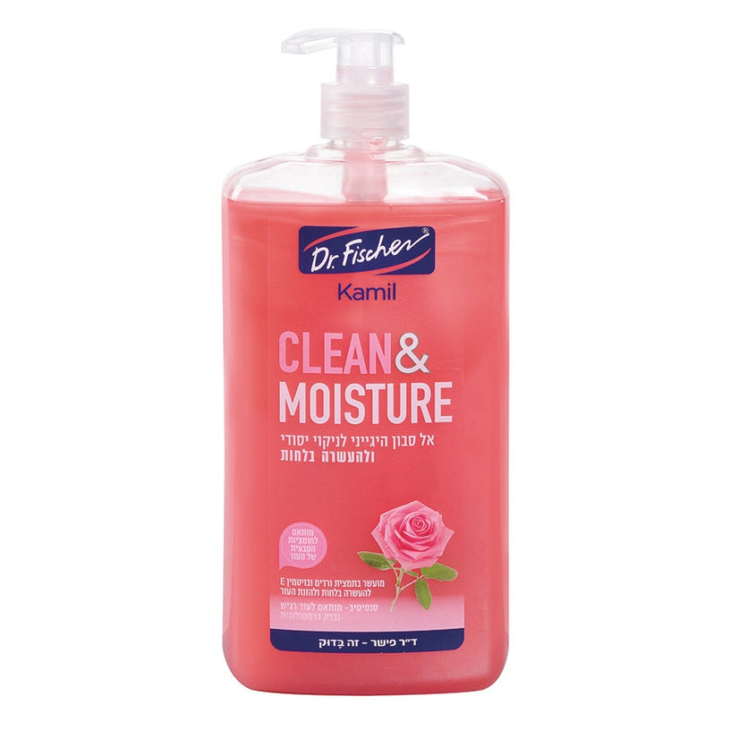 קמיל אל סבון היגייני Clean & Moisture (האריזה האדומה) מבית ד"ר פישר, מועשר בתמצית ורדים וויטמין E לניקוי והזנה