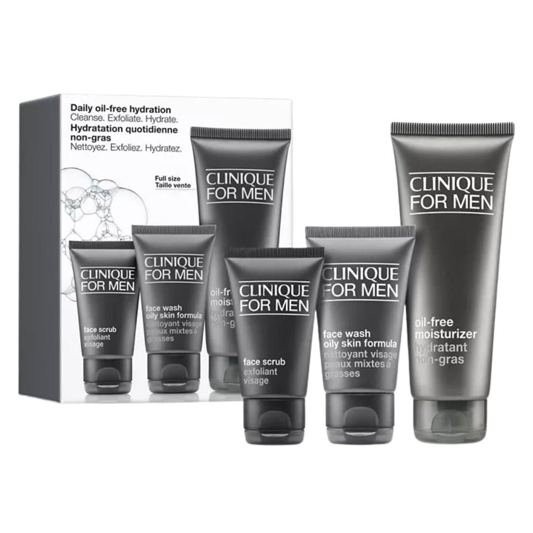 Clinique For Men™ Daily Oil-Free Hydration Set - מארז שלישיית מוצרי טיפוח לניקוי ולחות ללא שומן