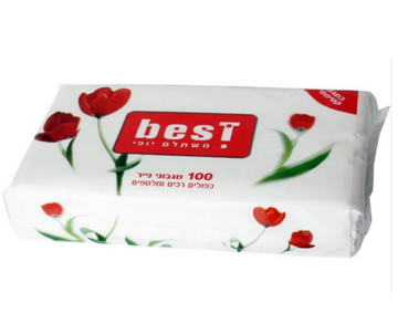 מגבוני נייר כפולים רכים – 100 יחידות – Best חורי