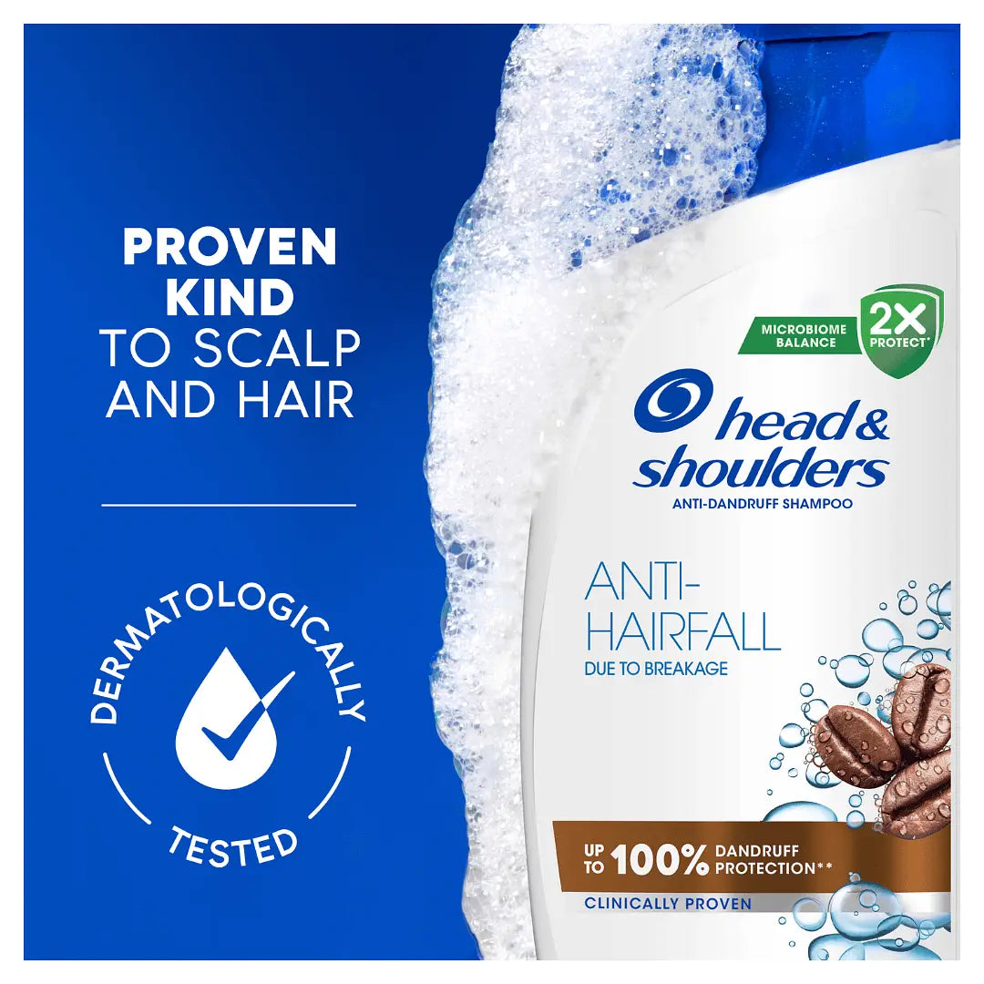 Head & Shoulders | הד אנד שולדרס - Caffeine Hair Fall Defense | שמפו מועשר בקפאין לחיזוק השערה ועמידות השיער (400 מ"ל)