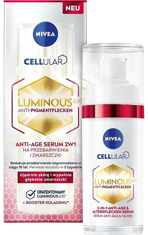 NIVEA | ניוואה - Luminous 630 | סרום אנטי-אייג'ינג 2 ב-1 לטיפול בכתמים וצמצום קמטים