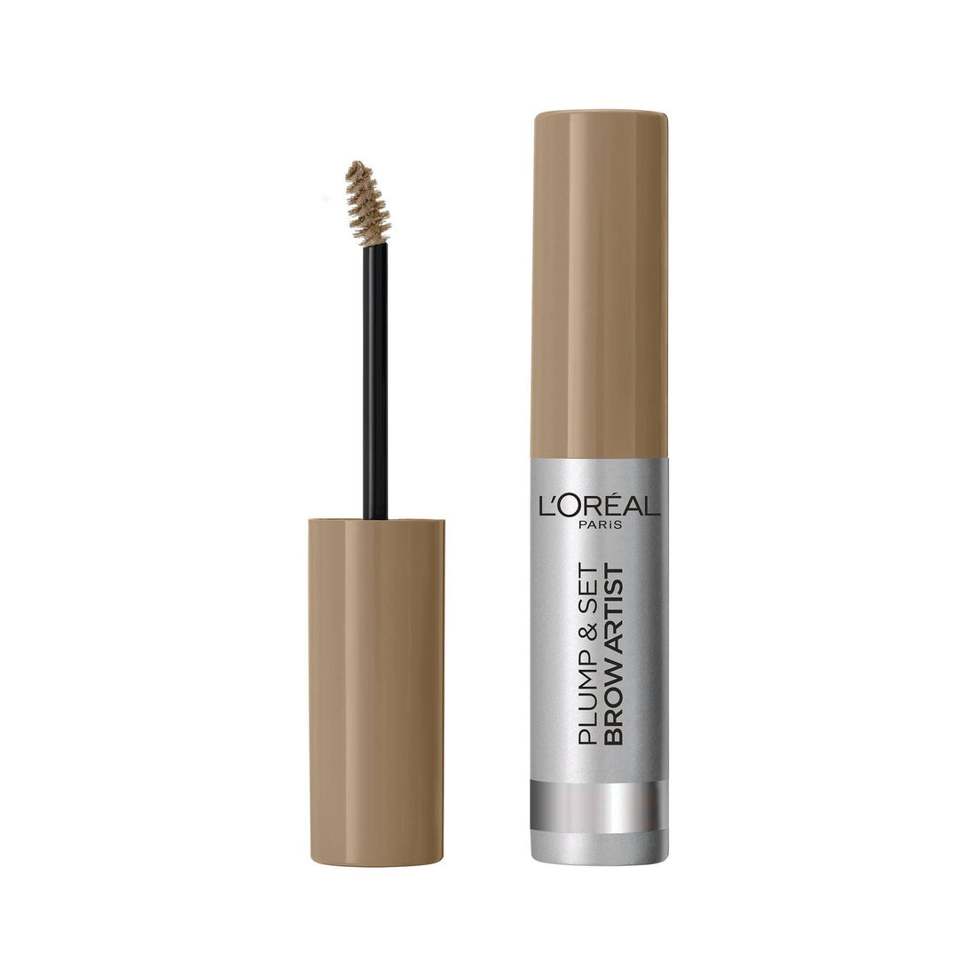 מסקרה ג'ל לגבות לוריאל פריז Plump & Set Brow Artist בנפח 4.9 מ"ל עם סיבים לעיבוי ומילוי