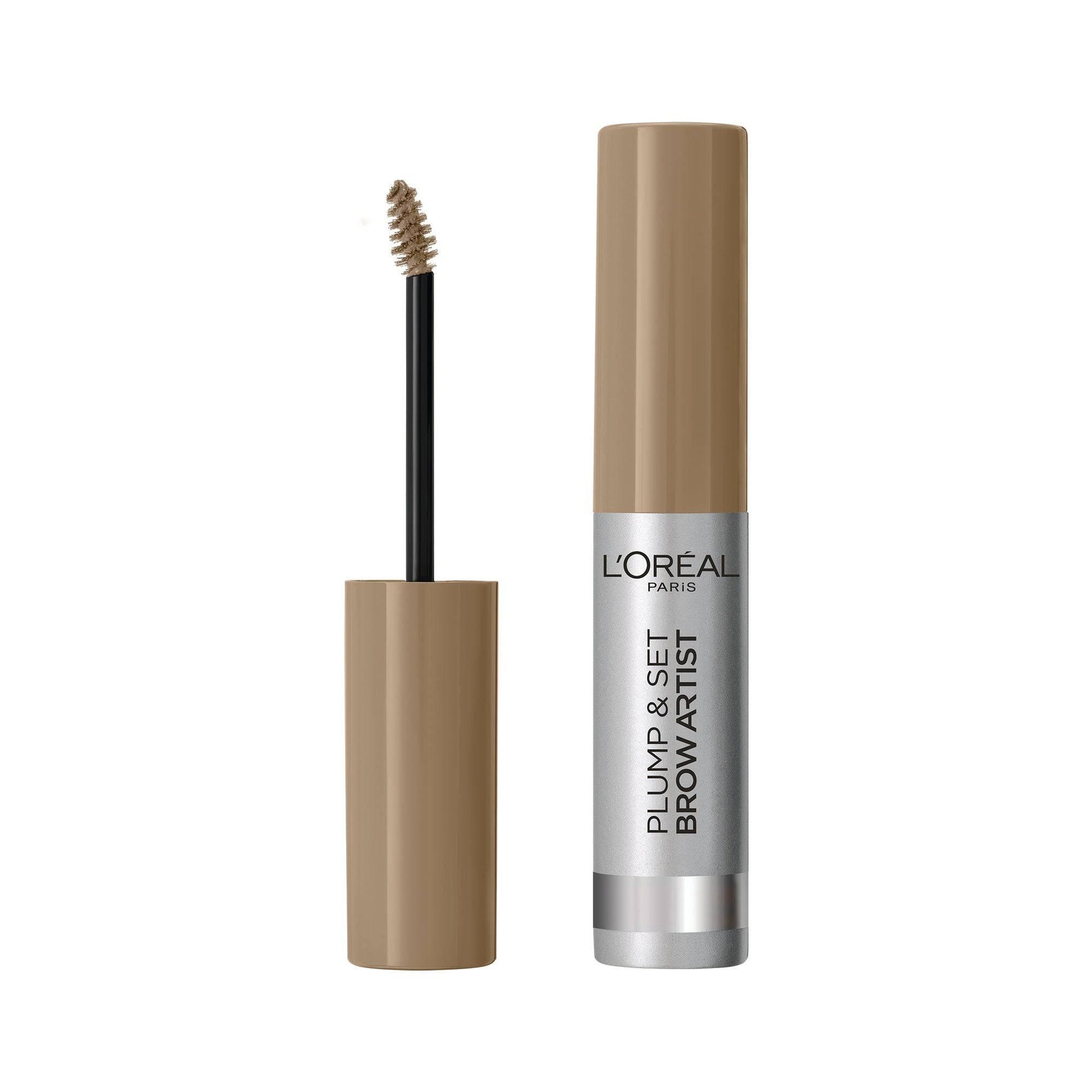 מסקרה ג'ל לגבות לוריאל פריז Plump & Set Brow Artist בנפח 4.9 מ"ל עם סיבים לעיבוי ומילוי