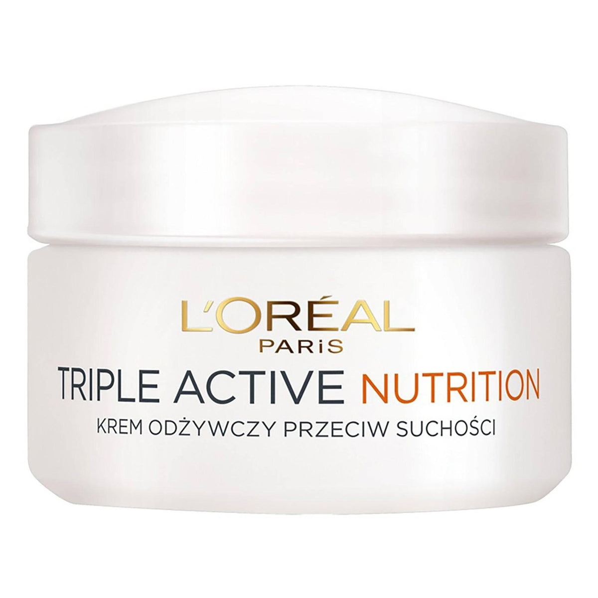 קרם יום לוריאל פריז Triple Active Nutrition מועשר באומגה 3 ו-6 וסרמידים להזנת עור יבש
