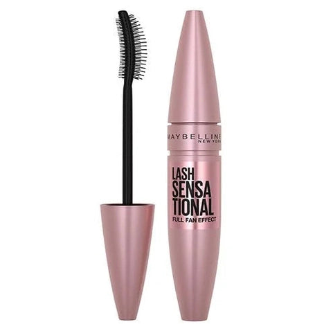 מסקרה מייבלין לאש סנסשיונל Lash Sensational Full Fan Effect בצבע Very Black למראה ריסים מופרד ומלא נפח
