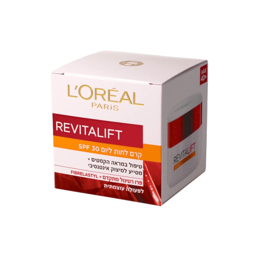 קרם יום לוריאל פריז Revitalift SPF 30 מועשר בפרו-רטינול A ו-Elasti-Flex למיצוק העור והפחתת קמטים