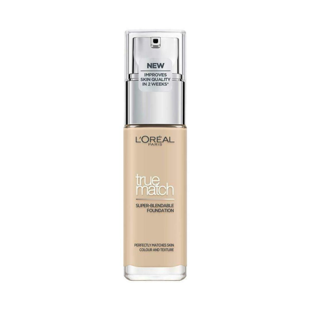 L'Oreal Paris True Match Foundation – מייקאפ למראה טבעי והתאמה מושלמת לגוון העור | 30 מ"ל