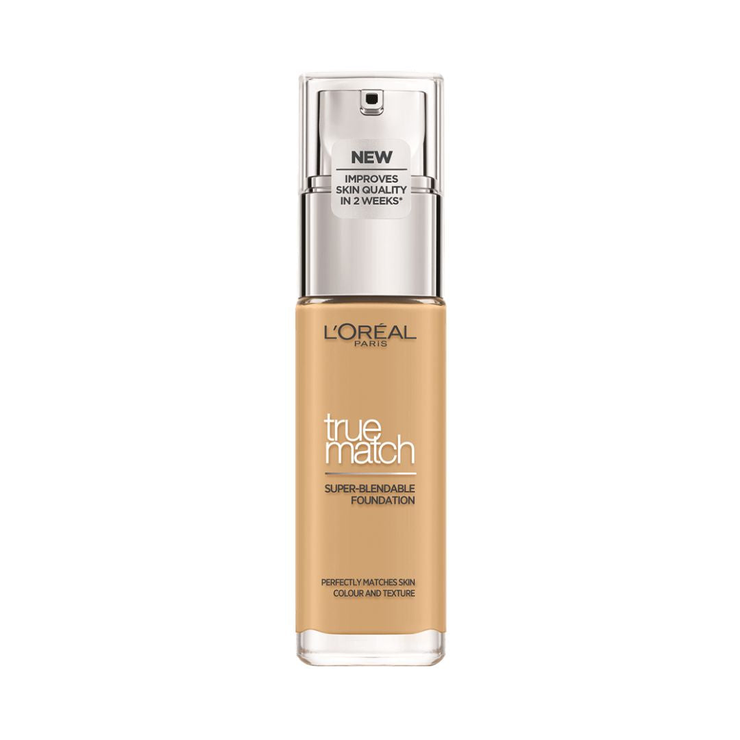 L'Oreal Paris True Match Foundation – מייקאפ למראה טבעי והתאמה מושלמת לגוון העור | 30 מ"ל