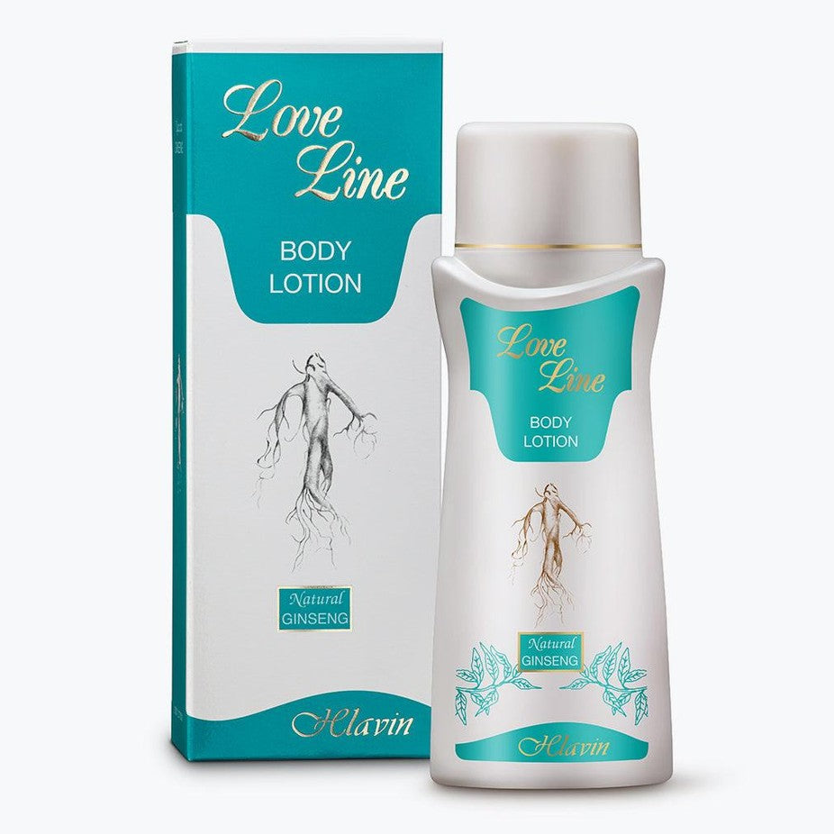 קרם גוף מזין ומחדש מועשר בתמצית גינסנג Love Line מבית Helavin חלאבין בעיצוב טורקיז אפור 275 מ"ל