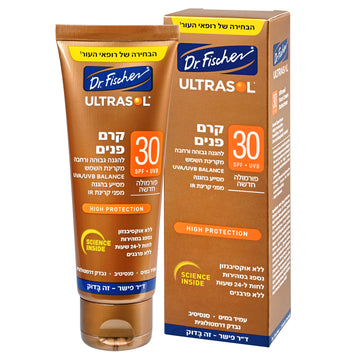 אולטרסול קרם פנים SPF30 של ד"ר פישר, הגנה גבוהה ורחבה מועשרת בתמצית תה ירוק וויטמין E לשמירה על עור הפנים