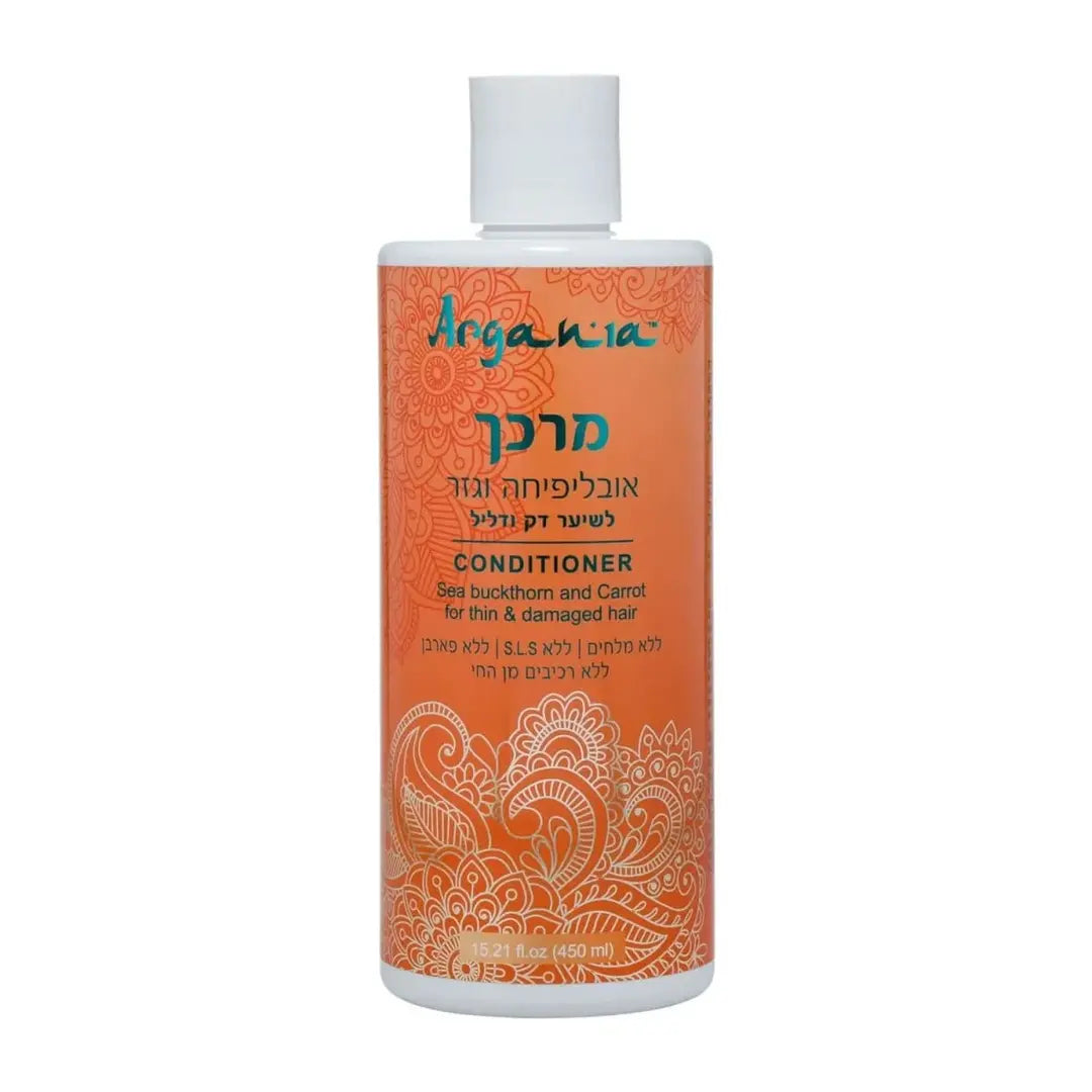 מרכך ארגניה אובליפיחה וגזר לשיער דק ודליל 450 מ"ל ללא מלחים פראבנים ו-SLS