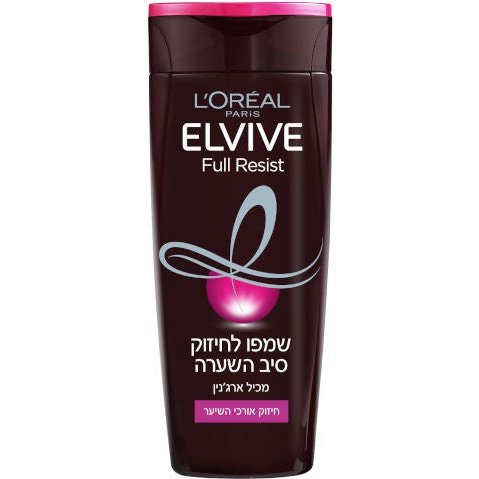 ‫אלביב - שמפו פול רזיסט לחיזוק סיב השערה 500 מ"ל | ELVIV LOREAL