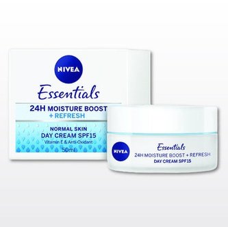 Nivea Essentials 24H Boost לחות + קרם יום מרענן ניוואה - SPF 15 - 50 מ"ל