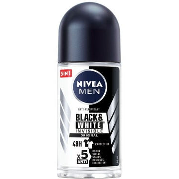 ניוואה NIVEA - דאודורנט רול און בלאק אנד וויט לגבר | קוסמטיקס | 50 מ"ל