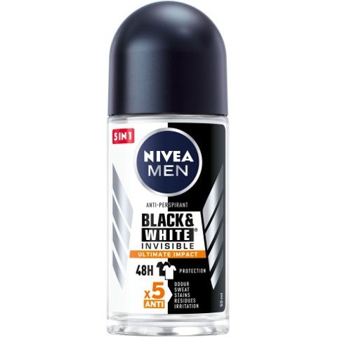 ניוואה NIVEA - דאודורנט רול און לגבר שקוף בלק&וויט אולטימייט אימפקט | קוסמטיקס | 50 מ"ל