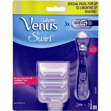 Razor for women Venus Swirl 5 blades handle case + 3 Gillette Venus knives