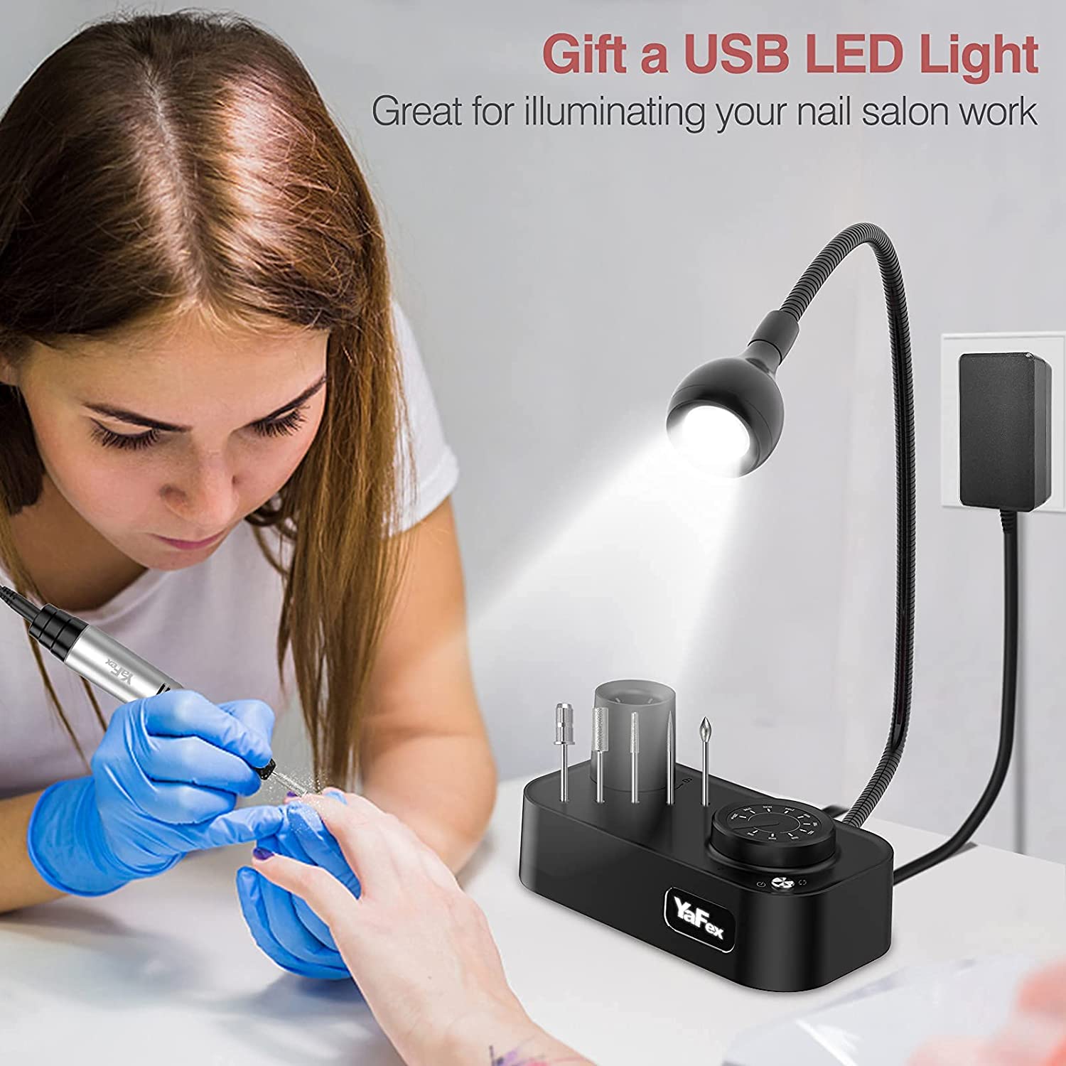 From a professional sander 6 heads + a powerful LED lamp + 36 sandpaper strips Pedicure Manicure ** Immediate delivery + warranty 30,000 rpm YAFEX 