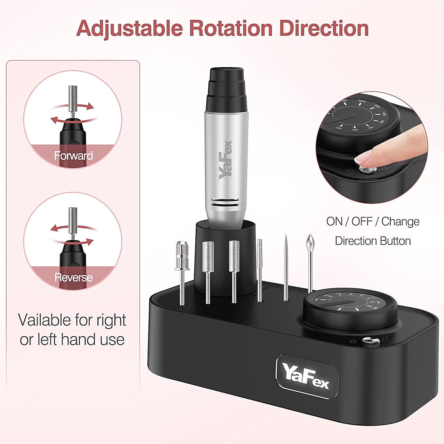 From a professional sander 6 heads + a powerful LED lamp + 36 sandpaper strips Pedicure Manicure ** Immediate delivery + warranty 30,000 rpm YAFEX 