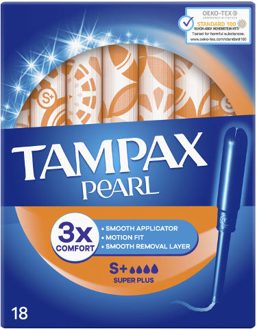 פרל עם מוליך סופר פלוס 18 יחידות TAMPEX טמפקס