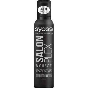 מכל מוס לשיער סאיוס סלון פלקס Syoss SalonPlex Styling Mousse לעיצוב ואחיזה חזקה במיוחד עד 48 שעות, הגנה משבירת סיב השערה ורכות משי בעיצוב יוקרתי של לבן ושחור 250 מ"ל