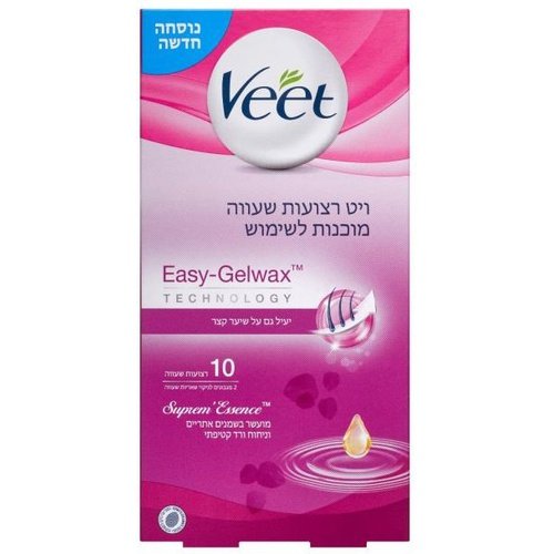 Ready-to-use wax strips enriched with essential oils and a velvety VEET rose fragrance