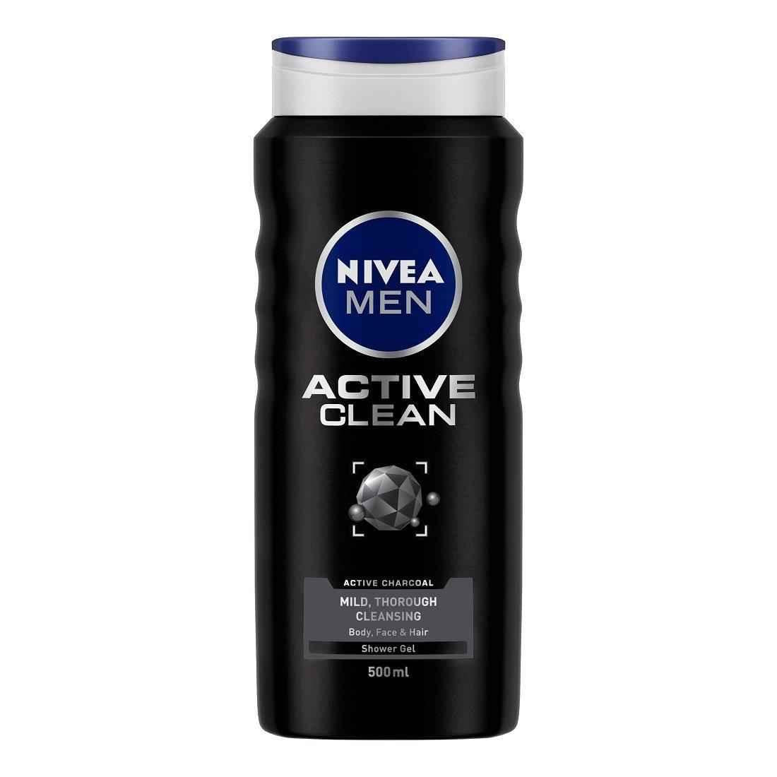 ג'ל רחצה לגברים - תרחיץ גוף נקי אקטיבי ניוואה NIVEA 250מ"ל.