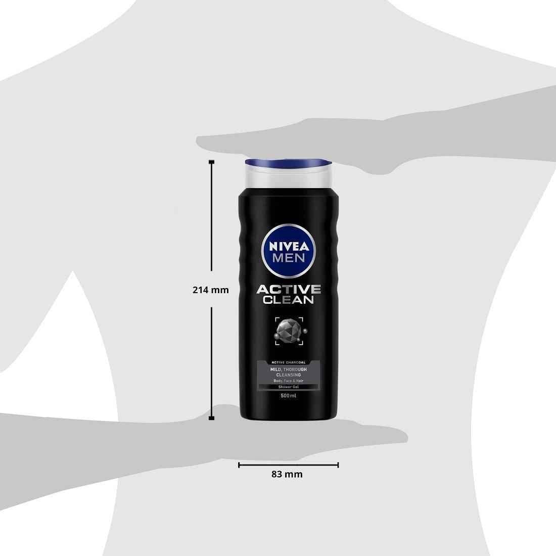 ג'ל רחצה לגברים - תרחיץ גוף נקי אקטיבי ניוואה NIVEA 250מ"ל.