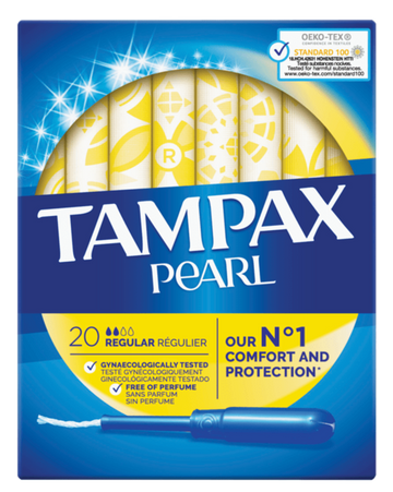 Tampax Pearl Regular / טמפונים טמפקס פרל רגולר עם מוליך - 20 יחידות.