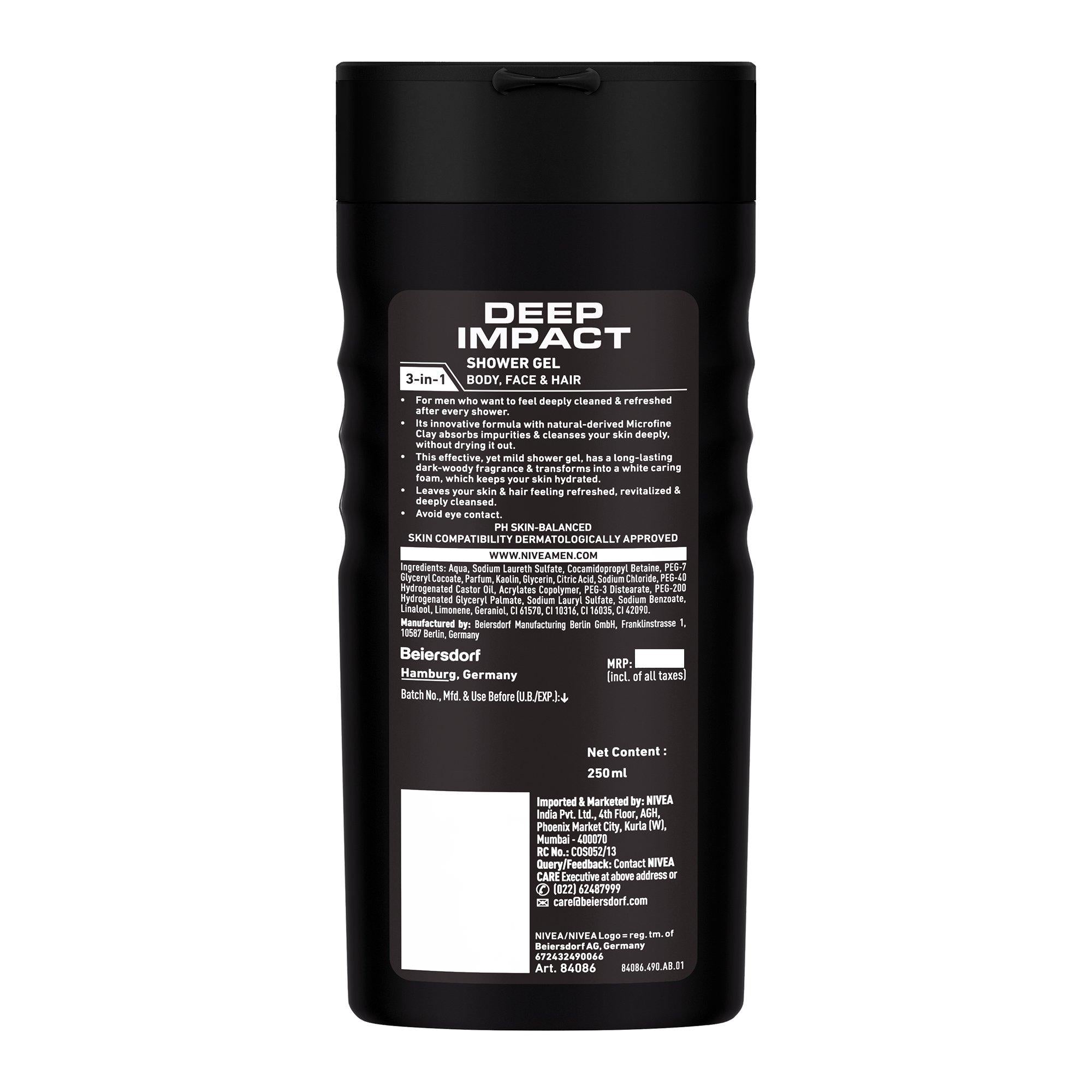 Deep Impact דיפ אימפקט ניואה ג'ל רחצה לגבר NIVEA 250מ"ל