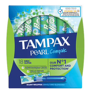 TAMPEX טמפקס קומפאק פרל סופר 18 יחידות.